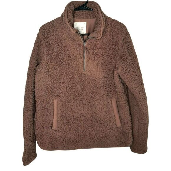 Altar'd State Sherpa Fleece Pullover in Brown sz S - Picture 1 of 7